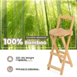Costway Set Of 4 Bamboo Folding Barstools Counter Height Dining Chairs Installation Free -Furni Style Shop GUEST 06e445d6 dc25 4846 8f81 ef7d506d76ca