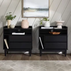2pk Mid-Century Modern Solid Wood 2 Drawer Storage Nightstands - Saracina Home -Furni Style Shop GUEST 081e1c93 fb83 4111 87a0 db5e67515069
