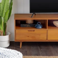 Cara 3 Drawer Mid-Century Modern 3 Drawer TV Stand For TVs Up To 80" - Saracina Home -Furni Style Shop GUEST 0824ed10 634d 442e 93d1 6435deb8cb30