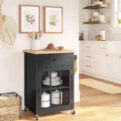 Windham Wood Top Kitchen Cart - Black - Threshold™