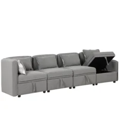 122.8" Minimalist Convertible Modular Sofa, Upholstered Sectional Sofa Couch With 5 Pillows-ModernLuxe 23 122.8" Minimalist Convertible Modular Sofa, Upholstered Sectional Sofa Couch With 5 Pillows-ModernLuxe -Furni Style Shop GUEST 0b88129f dce1 47fc 9ec4 c57992a409e8