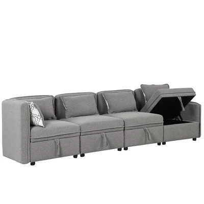 122.8" Minimalist Convertible Modular Sofa, Upholstered Sectional Sofa Couch With 5 Pillows-ModernLuxe 11 122.8" Minimalist Convertible Modular Sofa, Upholstered Sectional Sofa Couch With 5 Pillows-ModernLuxe - Image 9