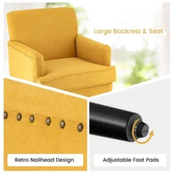 Tangkula Set Of 2 Modern Accent Chair Upholstered Sofa Chair W/ Rubber Wood Legs Yellow -Furni Style Shop GUEST 0d001da3 7e9d 43a7 82e1 6d3e2916838f
