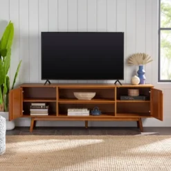 Solid Wood Mid-Century Modern TV Stand For TVs Up To 80" - Saracina Home 22 Solid Wood Mid-Century Modern TV Stand For TVs Up To 80" - Saracina Home -Furni Style Shop GUEST 13d172c2 7522 436c b47e 043357d4492b