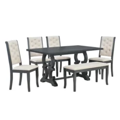6 PCS Retro Dining Set With Unique-designed Table And Upholstered Chair-ModernLuxe -Furni Style Shop GUEST 144b2e82 beff 4f59 aab3 7cc9f823a4d3