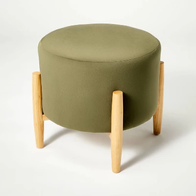 Elroy Round Velvet Ottoman With Wooden Legs - Threshold™ Designed With Studio McGee 8 Elroy Round Velvet Ottoman With Wooden Legs - Threshold™ Designed With Studio McGee - Image 6