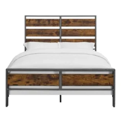 Queen Urban Chic Metal And Wood Plank Bed Brown - Saracina Home -Furni Style Shop GUEST 1edbf943 9085 4030 9489 6c7babf0e6c6