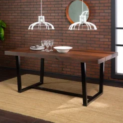72" Modern Farmhouse Solid Wood Distressed Plank Top Dining Table - Saracina Home