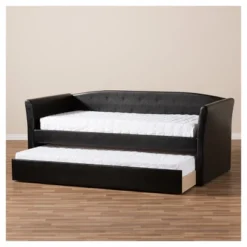Twin Camino Modern And Contemporary Faux Leather Upholstered Daybed With Guest Trundle Bed - Baxton Studio -Furni Style Shop GUEST 20ef71f5 5c27 494b b6e0 c6a8ff39d058