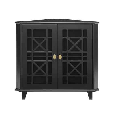 2 Door Corner Accent Cabinet With Fretwork Doors - Saracina Home 6 2 Door Corner Accent Cabinet With Fretwork Doors - Saracina Home - Image 4
