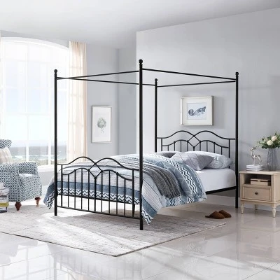 Queen Earhart Traditional Iron Canopy Bed - Christopher Knight Home 3 Queen Earhart Traditional Iron Canopy Bed - Christopher Knight Home
