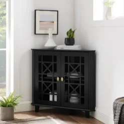 2 Door Corner Accent Cabinet With Fretwork Doors - Saracina Home 23 2 Door Corner Accent Cabinet With Fretwork Doors - Saracina Home -Furni Style Shop GUEST 33460c8d 731e 484d b65b b46663cb9a4a
