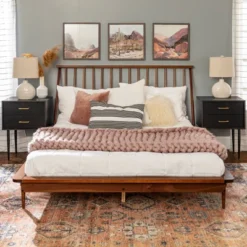 Boho Solid Wood Spindle Platform Bed - Saracina Home -Furni Style Shop GUEST 34e37aae 945b 4e1c b588 d216ba7b0bcd