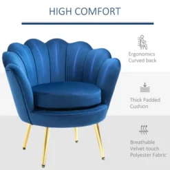 HomCom Elegant Velvet Upholstered Accent Leisure Club Chair With Gold Metal Legs -Furni Style Shop GUEST 36821f06 031a 4cfd 8ad6 b397a37162c9