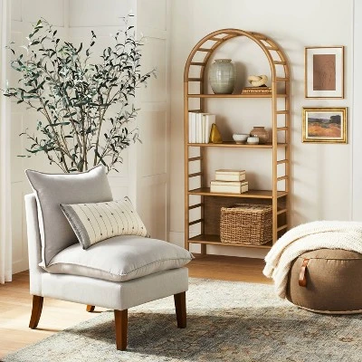 72" Holladay Curved Wooden Bookcase - Threshold™ Designed With Studio McGee 3 72" Holladay Curved Wooden Bookcase - Threshold™ Designed With Studio McGee