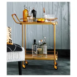 Metal, Wood, And Leather Bar Cart - Gold - Threshold™ -Furni Style Shop GUEST 3940ea51 5dbd 496d adf0 a33ee04f6d3f