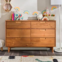 Mid-Century Modern Groove Wood 6 Drawer Dresser - Saracina Home -Furni Style Shop GUEST 3d447677 be9f 4732 b071 4ec0db1c971f