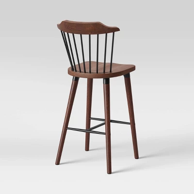 Delway Curved Back Mixed Material Counter Height Barstool Walnut - Threshold™ 5 Delway Curved Back Mixed Material Counter Height Barstool Walnut - Threshold™ - Image 3