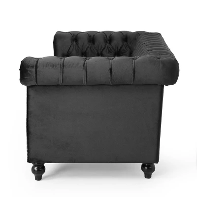 Brinkhaven Modern Glam Tufted Velvet Loveseat With Nailhead Trim - Christopher Knight Home 5 Brinkhaven Modern Glam Tufted Velvet Loveseat With Nailhead Trim - Christopher Knight Home - Image 3