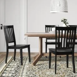 2pk Holden Slat Back Dining Chair Black - Thresholdâ˘