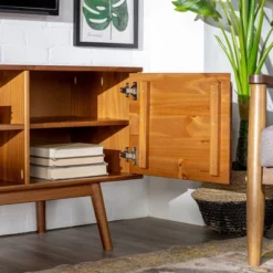 Solid Wood Mid-Century Modern TV Stand For TVs Up To 65" - Saracina Home -Furni Style Shop GUEST 4814f0a0 557a 4091 bf29 8479abd8c5d7