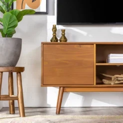 Solid Wood Mid-Century Modern TV Stand For TVs Up To 65" - Saracina Home -Furni Style Shop GUEST 4afdac7b ce07 40a9 92de c6ef5784b45e