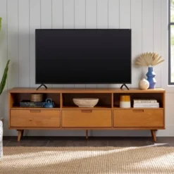Cara 3 Drawer Mid-Century Modern 3 Drawer TV Stand For TVs Up To 80" - Saracina Home -Furni Style Shop GUEST 4d0aac2c 9b89 4300 b722 f3e9cc07eded