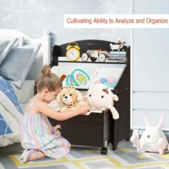 Costway Kids Wooden Toy Storage Unit Organizer W/Rolling Toy Box & Plastic Bins NaturalEspresso 15 Costway Kids Wooden Toy Storage Unit Organizer W/Rolling Toy Box & Plastic Bins NaturalEspresso -Furni Style Shop GUEST 4fc34305 9481 40cd bed5 35dcd736d6c9