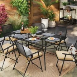 6 Person Metal Mesh Rectangle Patio Dining Table, Outdoor Furniture - Room Essentialsâ˘