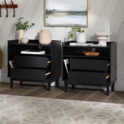 2pk Mid-Century Modern Solid Wood 2 Drawer Storage Nightstands - Saracina Home -Furni Style Shop GUEST 559c5ca6 af7e 4136 9a5f 989a82141900