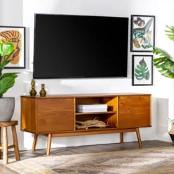 Solid Wood Mid-Century Modern TV Stand For TVs Up To 65" - Saracina Home -Furni Style Shop GUEST 55d038af 42a5 438d 8b74 91f0ac9cc7f7
