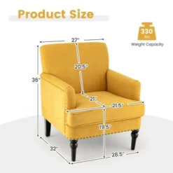 Tangkula Set Of 2 Modern Accent Chair Upholstered Sofa Chair W/ Rubber Wood Legs Yellow -Furni Style Shop GUEST 59a0fbbd c8d4 4381 9b84 49c42ed1e4f6