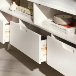 Cara Mid-Century Modern 3 Drawer Corner TV Stand For TVs Up To 58" - Saracina Home -Furni Style Shop GUEST 59f86cf1 f206 400e beed adf45df367ac