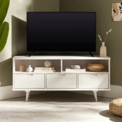 Cara Mid-Century Modern 3 Drawer Corner TV Stand For TVs Up To 58" - Saracina Home -Furni Style Shop GUEST 5a91e93e d508 4e72 9f59 32f14f024c2a