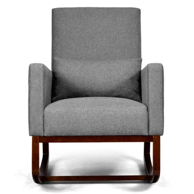 Tangkula 2-in-1 Upholstered Rocking Chair With Wood Leg & Pillow Relax Sofa Chair Light Grey/Beige/Dark Gray 13 Tangkula 2-in-1 Upholstered Rocking Chair With Wood Leg & Pillow Relax Sofa Chair Light Grey/Beige/Dark Gray - Image 11
