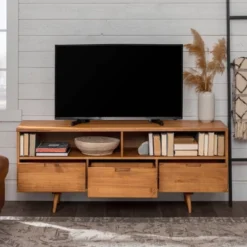 Cara Mid-Century Modern 3 Drawer TV Stand For TVs Up To 65" - Saracina Home 33 Cara Mid-Century Modern 3 Drawer TV Stand For TVs Up To 65" - Saracina Home -Furni Style Shop GUEST 6406604d 1ec4 4548 a085 d7d44d4bfcce