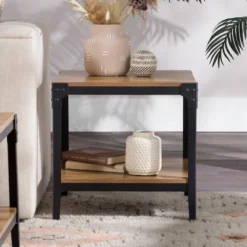 Set Of 2 Benny Urban Industrial Angle Iron Side Tables - Saracina Home -Furni Style Shop GUEST 6787a235 c482 4325 8c73 2cb21fa3a98b