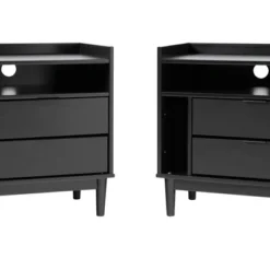 2pk Mid-Century Modern Solid Wood 2 Drawer Storage Nightstands - Saracina Home -Furni Style Shop GUEST 68ea8919 fae8 48c6 aef2 14de0162909c