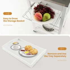 Costway Compact Kitchen Island Cart Rolling Service Trolley With Stainless Steel Top Basket -Furni Style Shop GUEST 6d12b3d7 0480 4e1e bf51 084fc2612c3c
