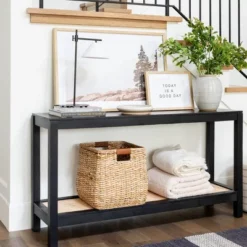 Console Table With Woven Rattan Shelf Black - Threshold™ Designed With Studio McGee 18 Console Table With Woven Rattan Shelf Black - Threshold™ Designed With Studio McGee -Furni Style Shop GUEST 6e7f68b7 50c5 44c5 965d a4d52aa919cd
