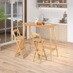 Costway Set Of 4 Bamboo Folding Barstools Counter Height Dining Chairs Installation Free -Furni Style Shop GUEST 7004db85 97cc 42ae 9533 c8264c618da5