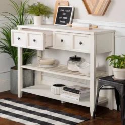 48" Farmhouse Solid Wood 2 Drawer Buffet White - Saracina Home -Furni Style Shop GUEST 7e393f61 c951 4f50 a393 b5683bb39207