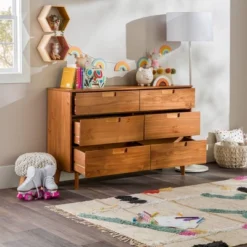 Mid-Century Modern Groove Wood 6 Drawer Dresser - Saracina Home -Furni Style Shop GUEST 7faaf4e0 3bb4 4268 99ad 0f6342d872ce