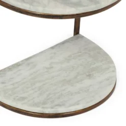 33.5" Bainville Modern Glam Handcrafted Marble Half Round Etagere Bookcase Natural White/Antique Brass - Christopher Knight Home -Furni Style Shop GUEST 81ab22e6 eb7f 4b88 9722 a7abae7555a6
