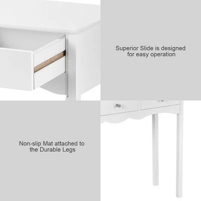 Costway Console Table Hall Table Side Table Desk Accent Table 3 Drawers Entryway White 5 Costway Console Table Hall Table Side Table Desk Accent Table 3 Drawers Entryway White - Image 3