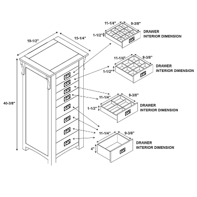 Delia Jewelry Armoire Brown - Powell Company 17 Delia Jewelry Armoire Brown - Powell Company - Image 15