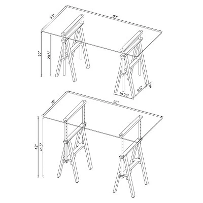 Statham Glass Top Adjustable Sawhorse Standing Desk Chrome - Coaster 8 Statham Glass Top Adjustable Sawhorse Standing Desk Chrome - Coaster - Image 6