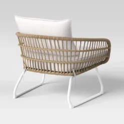 Southport Outdoor Patio Chair With Metal Legs, Club Chair Natural/White - Opalhouse™ -Furni Style Shop GUEST 85f574ff c7e7 4d01 b943 e6500f46c5aa