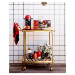 Metal, Wood, And Leather Bar Cart - Gold - Threshold™ -Furni Style Shop GUEST 8b37d9d0 220c 44ab 9ad7 9d758ab91a72