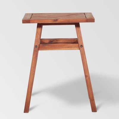 Slatted Chevron Acacia Wood Patio Side Table - Saracina Home 3 Slatted Chevron Acacia Wood Patio Side Table - Saracina Home - Image 2